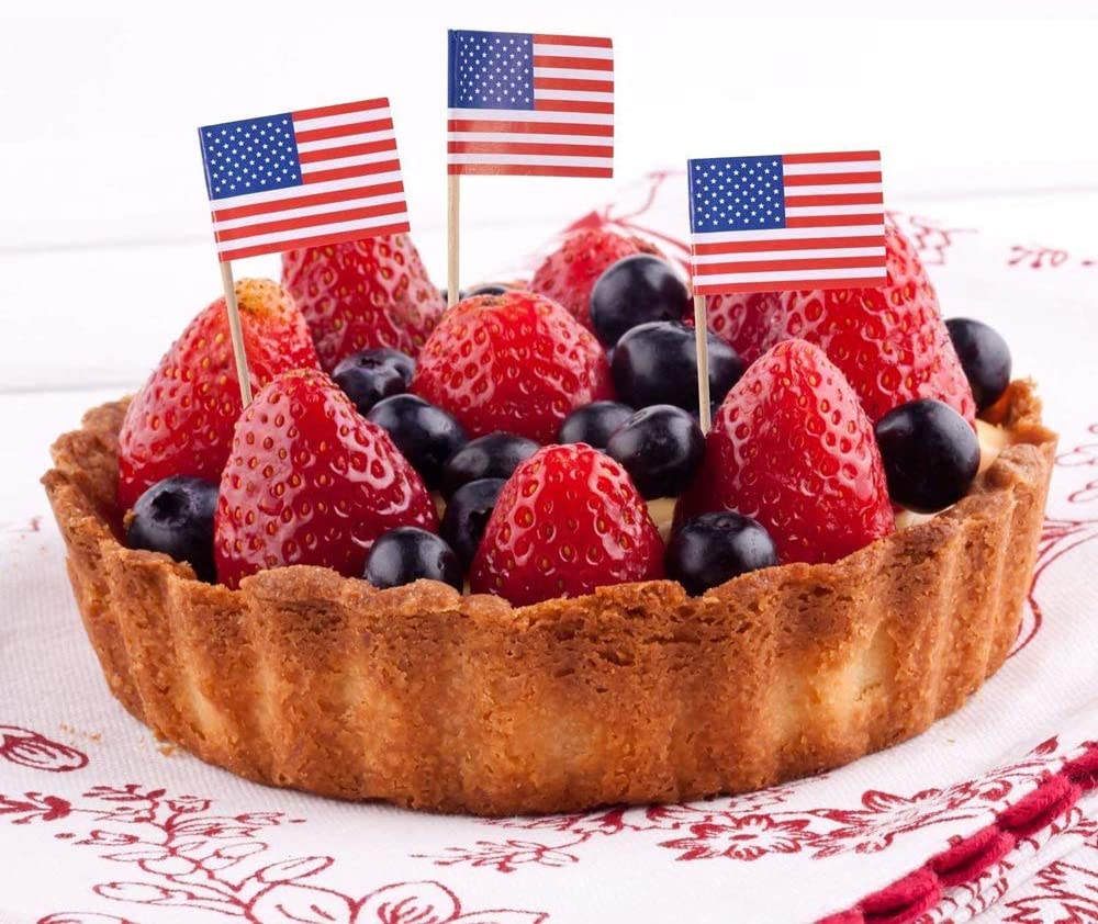 high quality 100pcs wooden toothpicks with country mini paper flag food fruit toothpick flag