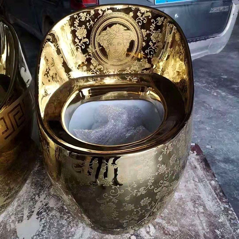 Европейский стандарт, скрытый резервуар для воды со скрытым пространством, антиблокировка, позолоченный сифонический цельный керамический туалет