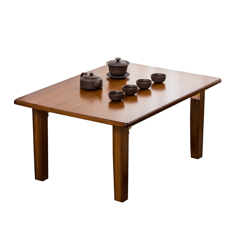 Bamboo kang folding table solid wood tatami floating window dining table household square table