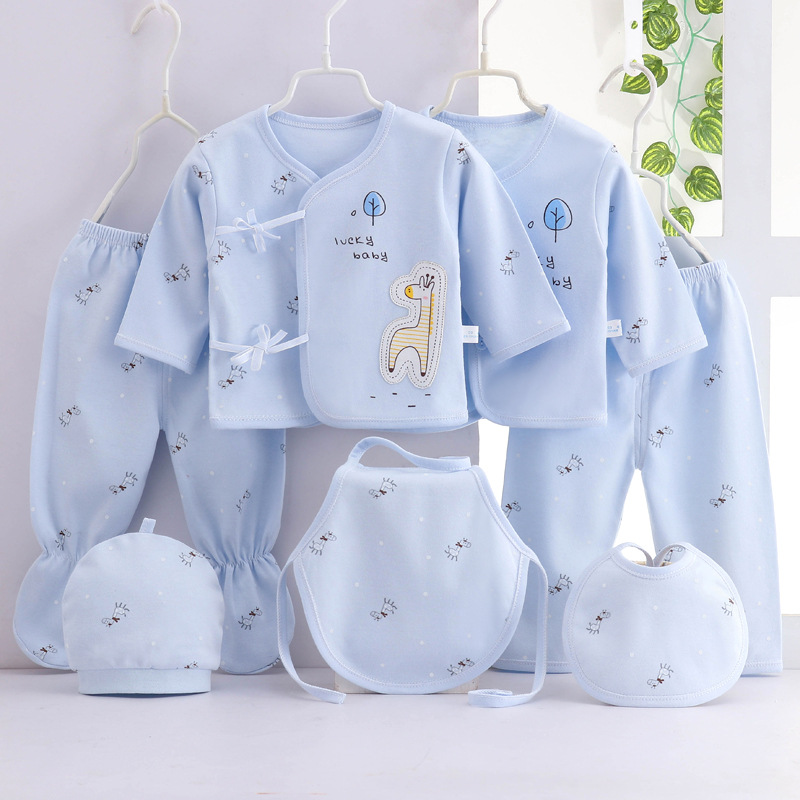 Birth Gift baby Suit 100% Cotton Underwear Unsex Newborn Baby Clothes 7-Pieces Set Four Seasons