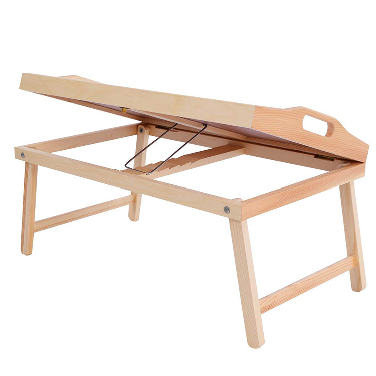 Hot-sell Tilting Top Portable Computer Desk Bamboo Detachable Table Bed Tray For Breakfast Folding Legs