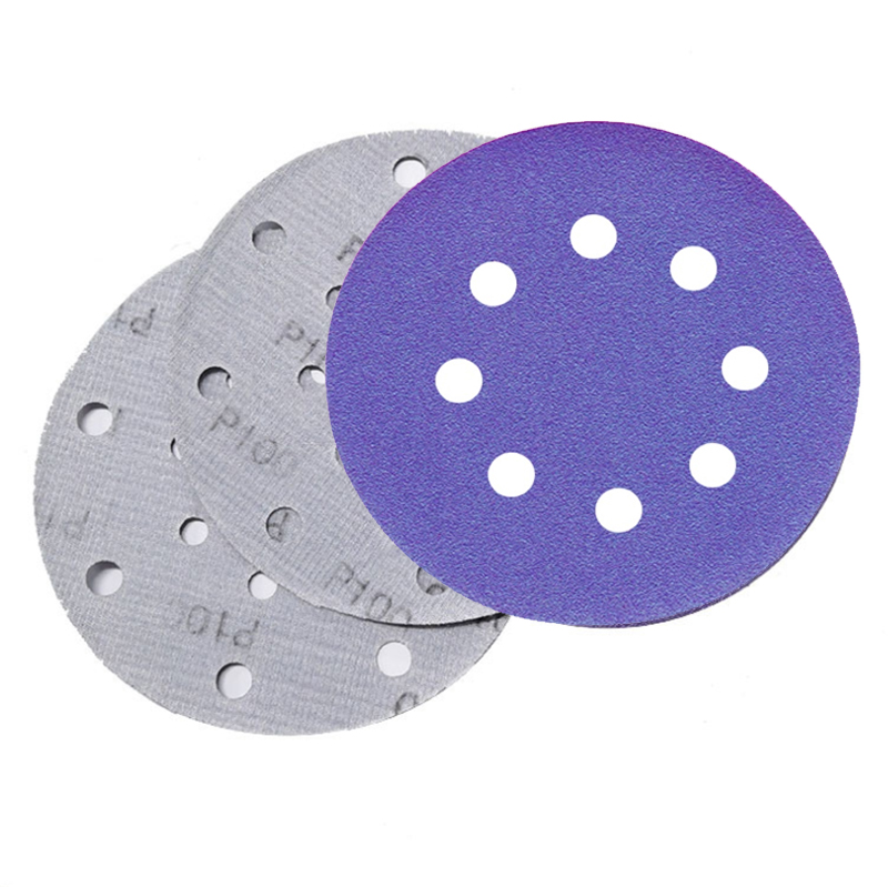 Datong Factory 5 Inch 8 Holes 150 Grit Hook and Loop Purple Round Sanding Disc for Metal Automotive Wood Ceramic Sanding Disc
