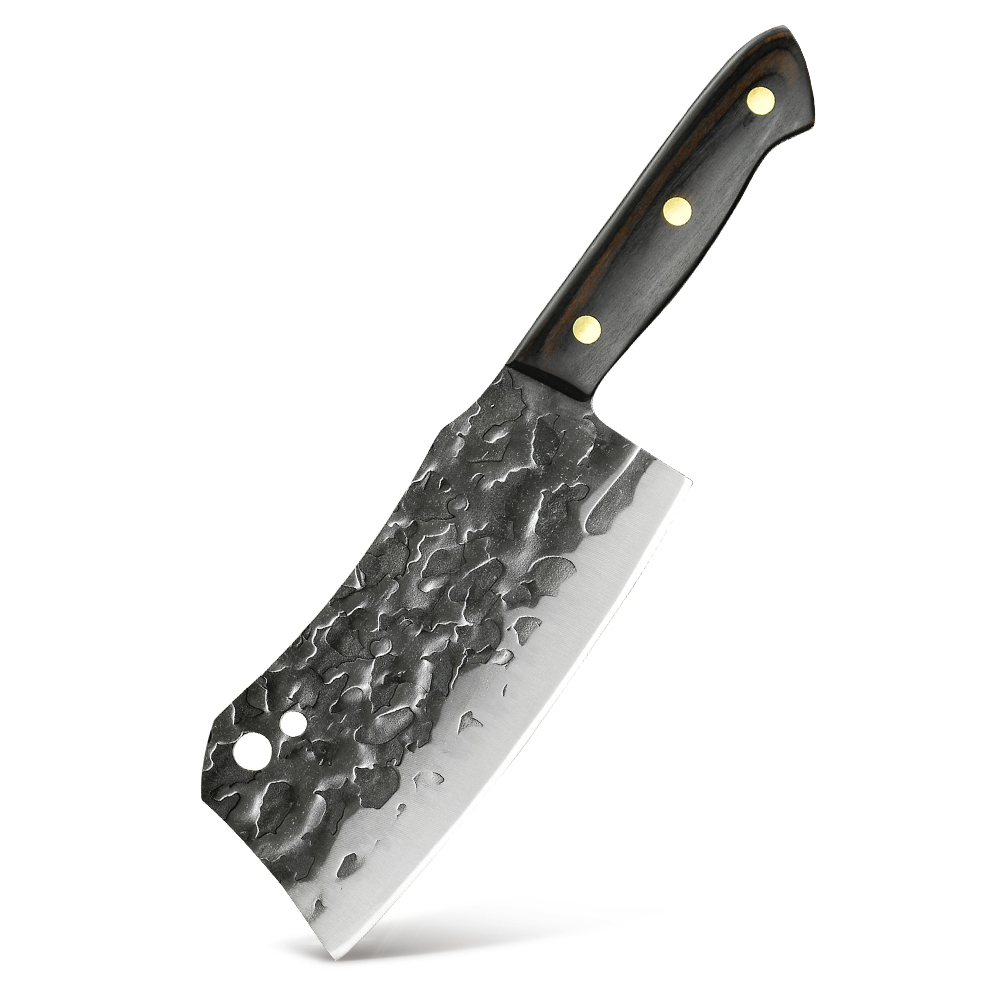 Xingye 7 Inch Meat Vegetable Cutting Stainless Steel Full Tang Hammer Finish Kitchen Knives Heavy Meat Cleaver Knife With A Hole