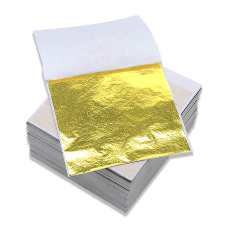 9 X 9CM Imitation Golden Leaves For Art Painting Gilded Hand Decoration Copper Paper Gold Foil Sheets