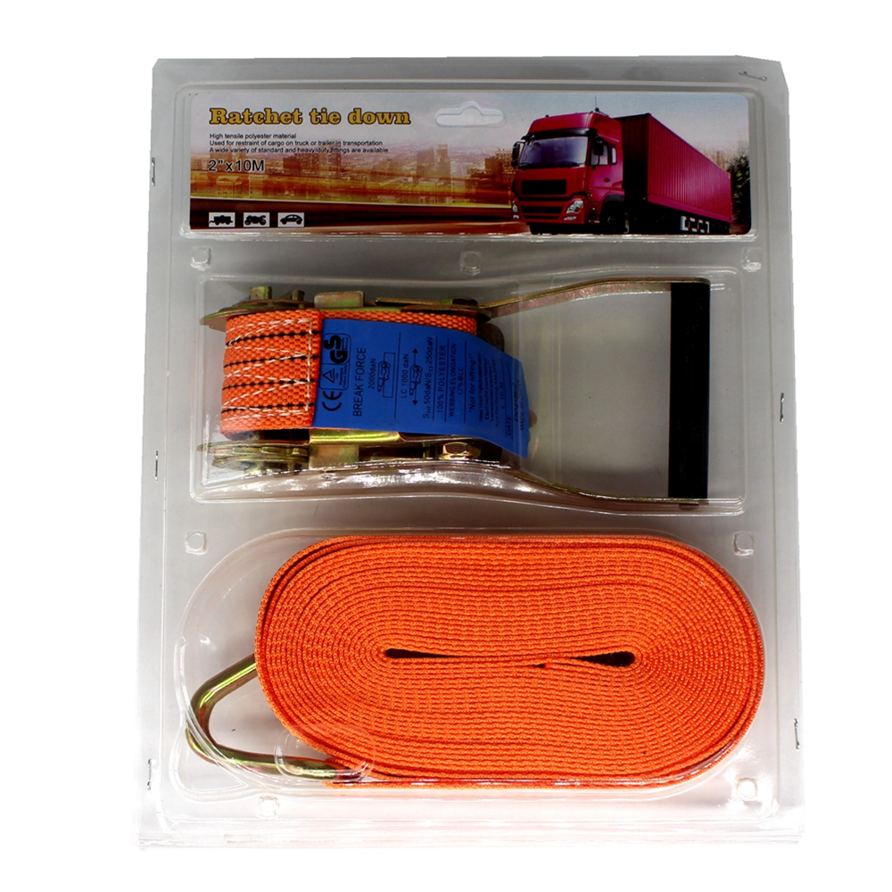2 inch Polypropylene lockable lashing belt J hook textile plastic Handle wholesale 50mm 5000kg 1PCS Tie Down Set ratchet straps