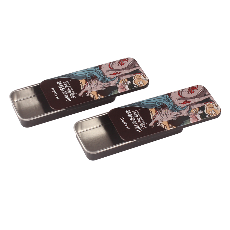 Small Sliding Lid Lip Balm Storage Tin Container Packaging Metal Tin Box