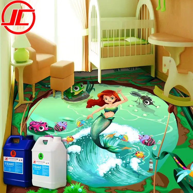 Custom 3D Gloss Liquid Water Clear Epoxy Paint Floor For PVC Logo Design