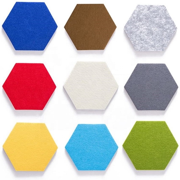 Felt Cork Board/Pin Board Colorful Foam Wall Tiles Hexagon Type Memo Board for Wall Decoration