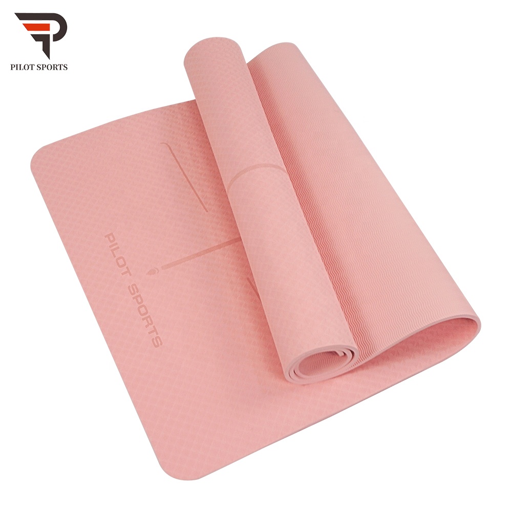Custom Logo Colchoneta Eco Friendly Antimicrobial Yogamatt Pte Anti Slip Tpe Yogamat Line Ecofriend Yoga Matts Branded Yoga Mat