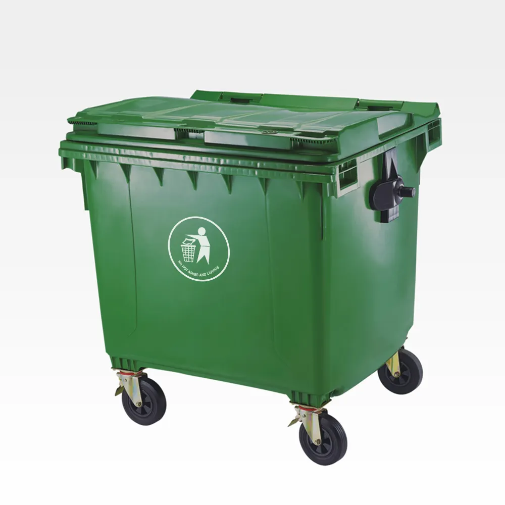 1100l wheel trash can plastic garbage container bin waste trolley for street