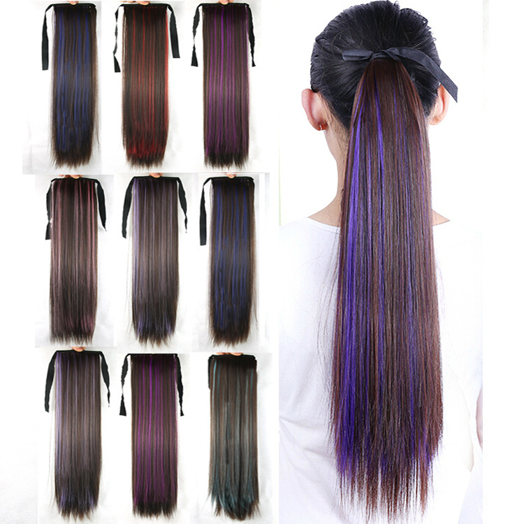 24" Silky Straight Synthetic Clip in Drawstring Ponytail Hairpieces for Women synthetic ponytail hair extension