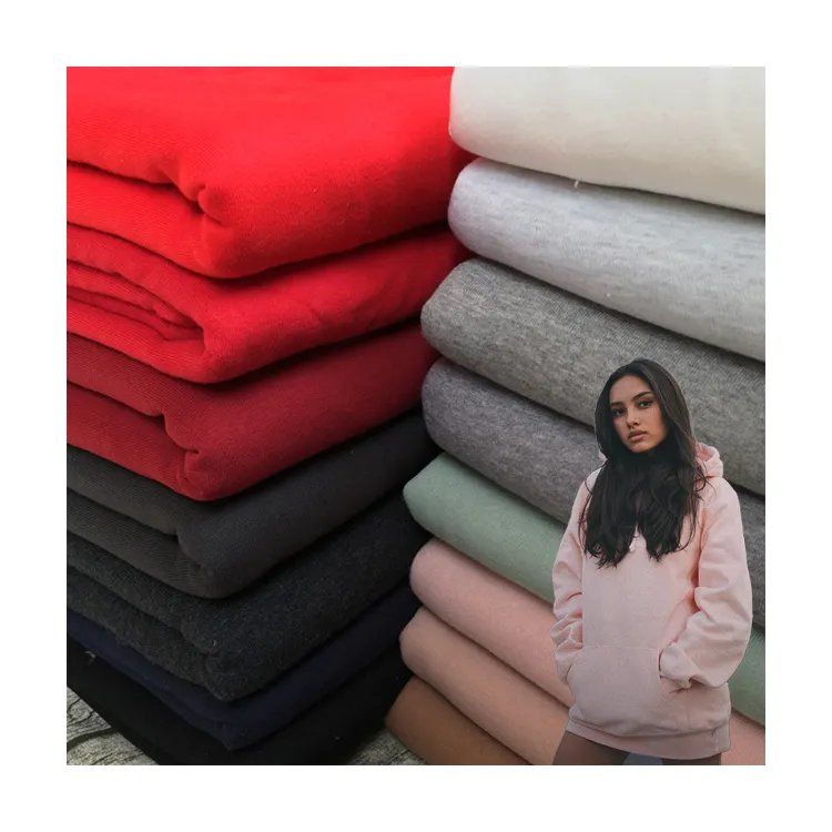Stock wholesale sweater fleece knitted terry fleece 420g cotton sweater fabric T-shirt fabric