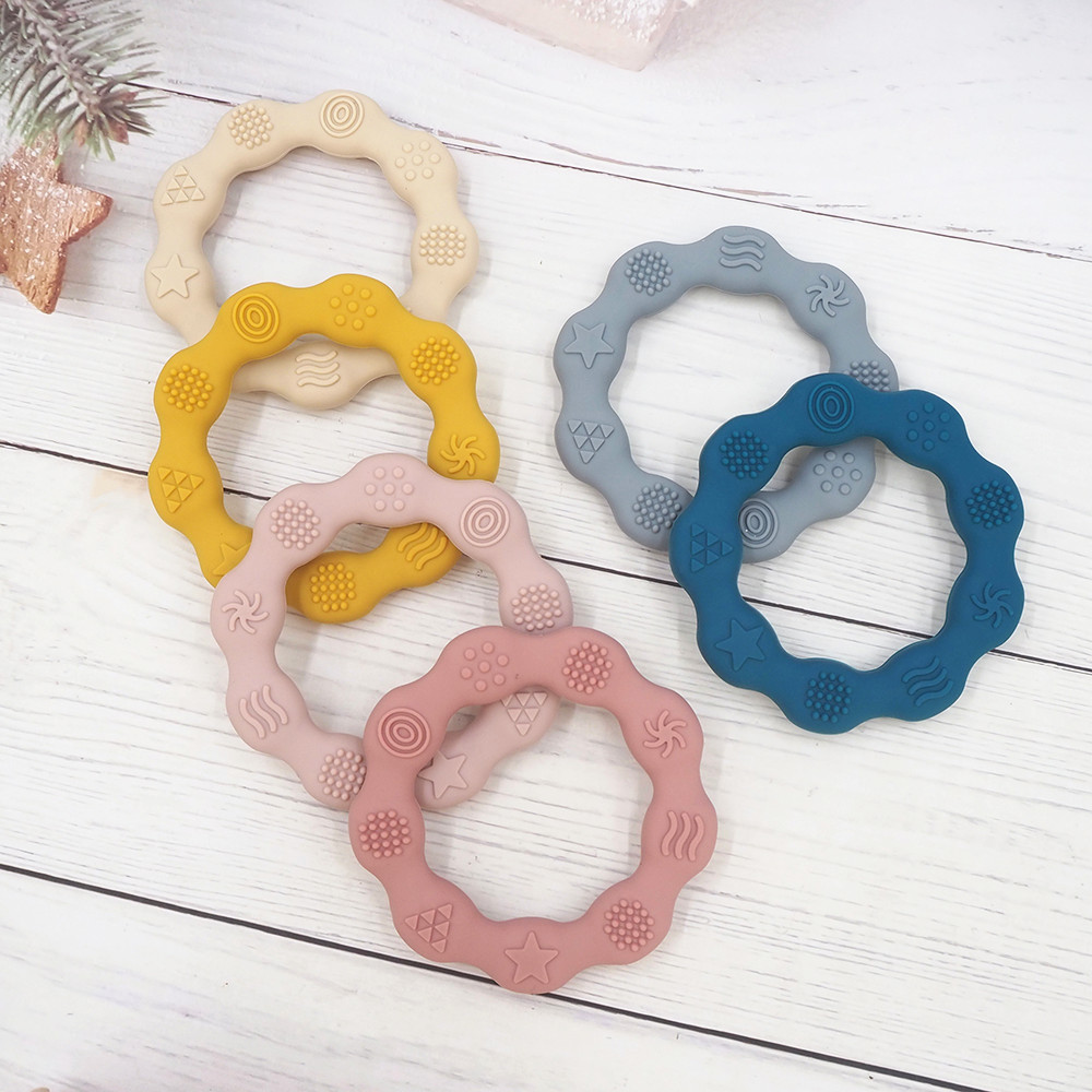 Buy Food Grade Silicone Flower Ring Teether Rodent Pendants DIY Teething Molar Baby Teethers