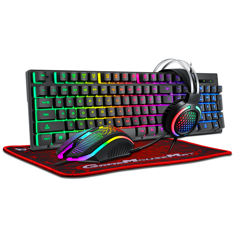 Gamer Glowing Rainbow Game Keyboard Mouse Computer Mechanical Feel Backlight Gaming Keyboard Mouse Combo For Home Office
