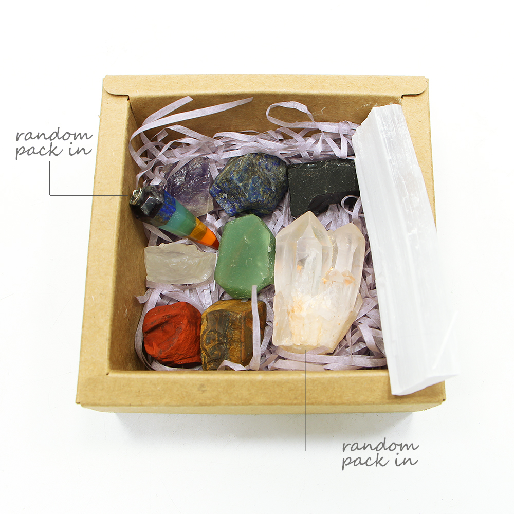 Natural Crystal Crafts Crystal Mystery Box Mystery Healing Crystal Box 7 Chakra Random Packed Set
