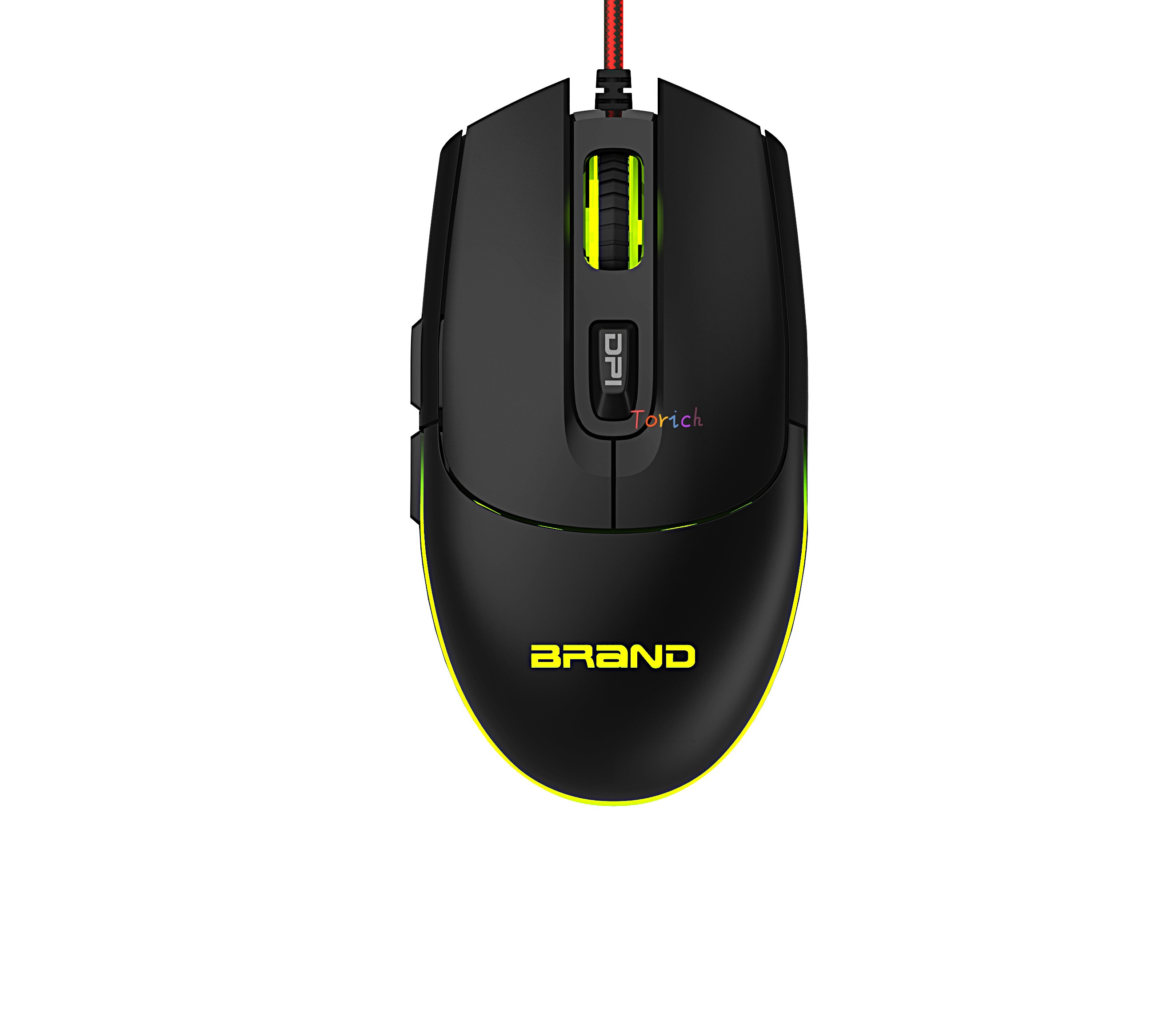 OEM 7 Bright Colors Led Backlit Ergonomics Design 1200/1600/2400/3200/4800/7200 DPI Wired Gaming Mouse