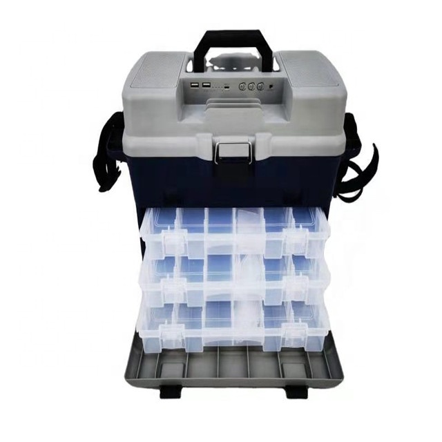 Super High Strength Portable Waterproof Multi-function Plastic Tool Box Fishing Box Tackle box with speaker