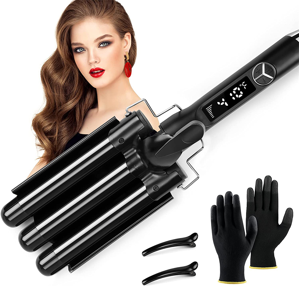 Wholesale Private Label Triple баррель Hair Waver Professional Three трубки Curling Iron Wand керамический утюжок для завивки волос