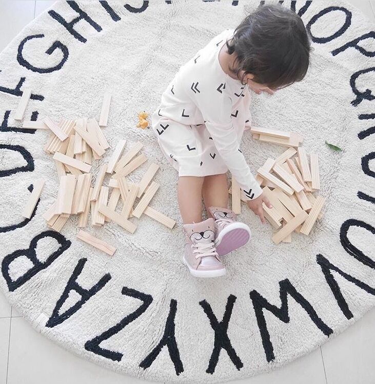 ins Nordic 26 letters round foldable baby playmat Outdoor tent mat soft quilted kids crawl creep play mat Machine washable