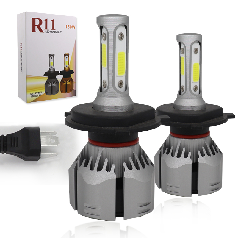 New led car lighting COB 3 sides R11 h4 9007 car led headlight bulbs