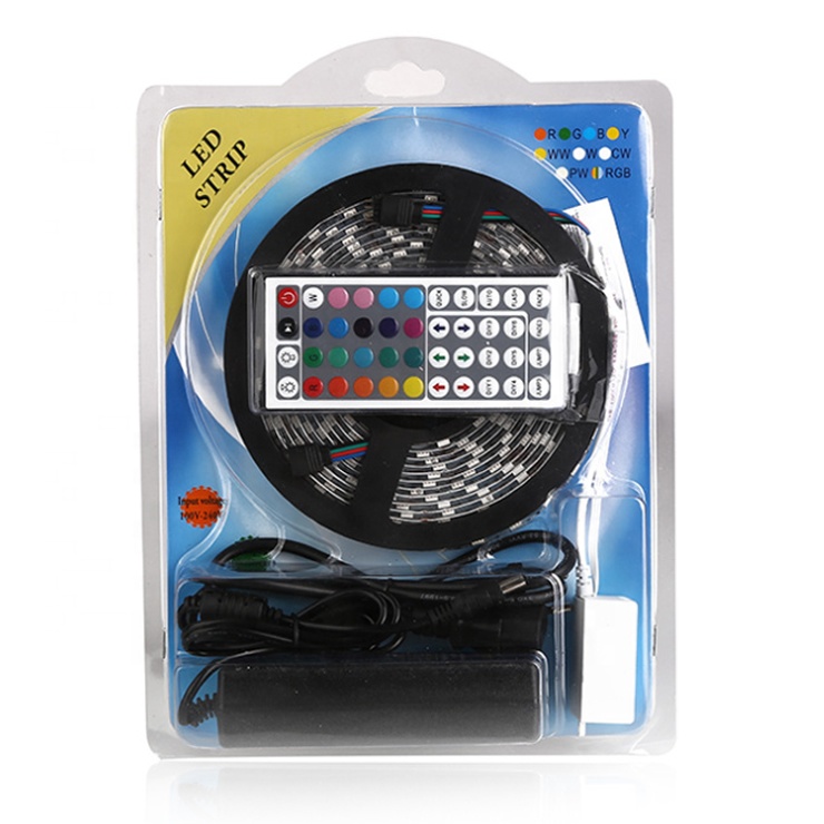 Светодиодная лента RGB 5050 SMD, 5 м, футов, полный комплект, водонепроницаемая светодиодная лента с 44 клавишами, светодиодным контроллером и Драйвером