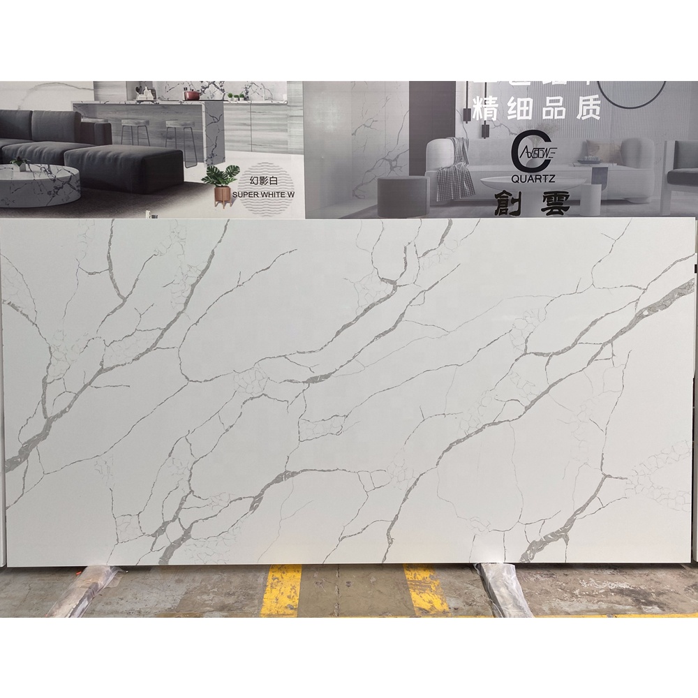 Кварцевые плиты Calacatta высокой плотности с завода CAXSTONE, полированная поверхность, кварцевый камень для кухонной столешницы 20 мм