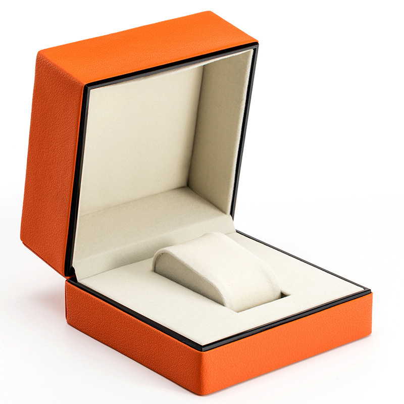 SKQ OEM Custom LOGO Square Center Seam Small High End PU Leather Watch Box