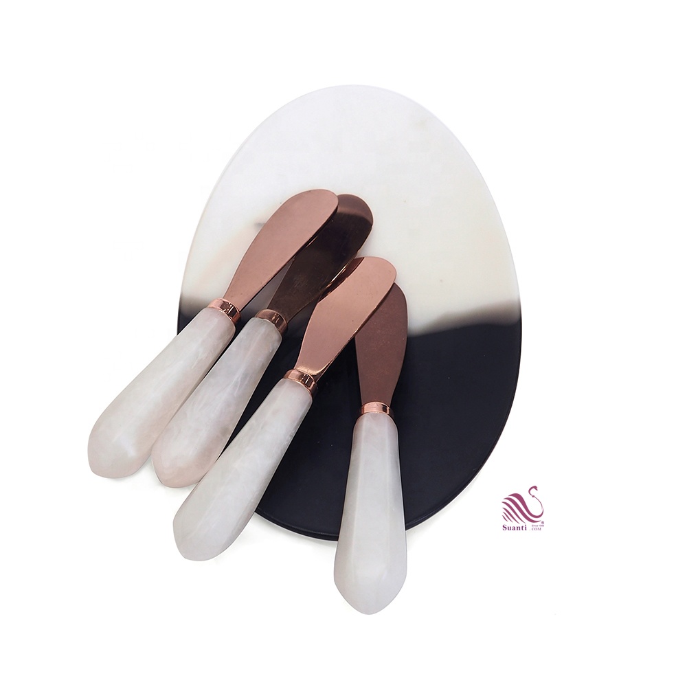 Suanti western bread metal resin marble spreader knives scraper stainless steel professional butter knife