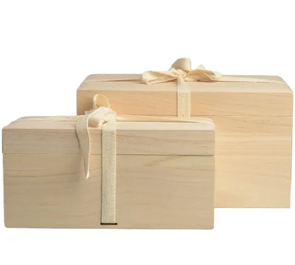 Customized Manufacture Made Up-bottom Lid Paulownia Wood Gift Boxes Wholesale Wood Gift Box