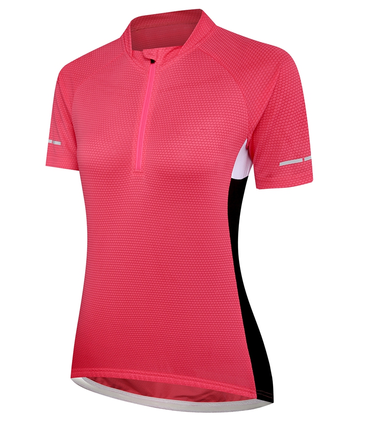 Short sleeve half zipper oem service women bike shirts cycling jersey