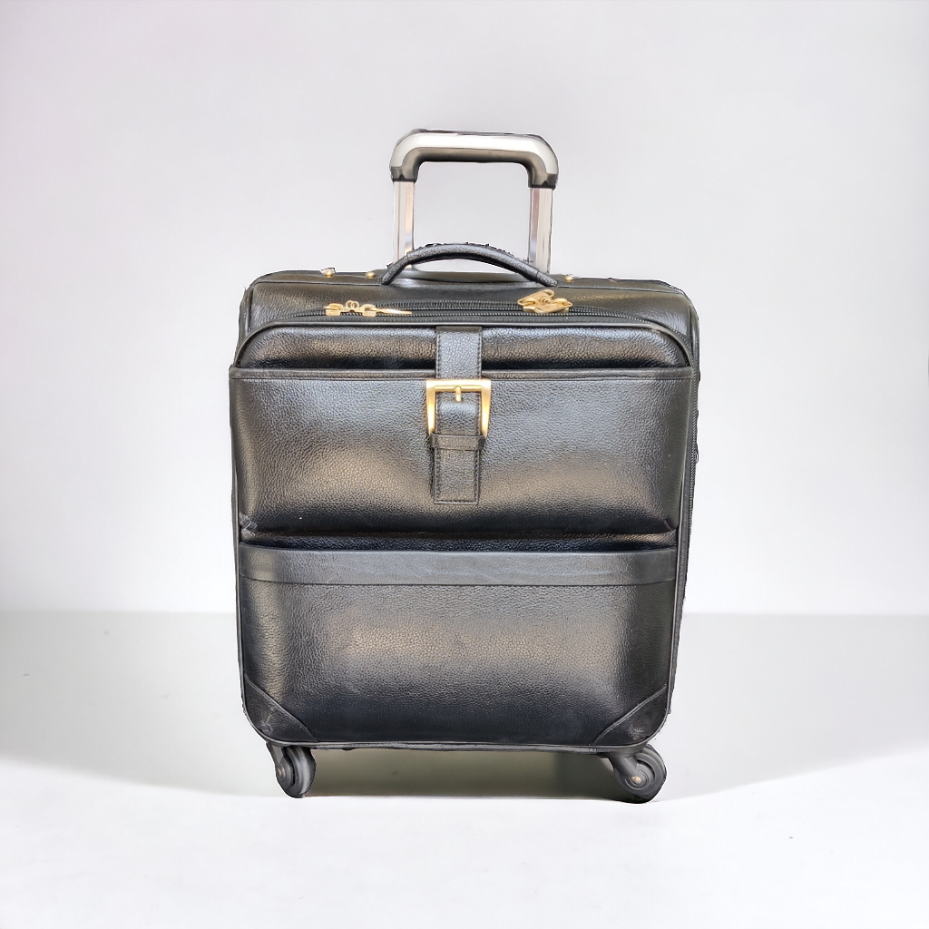 Genuine Leather Luggage Trolley Bag With Adjustable Handle Factory Manufacturing Custom Size Available Trendy Product Cabin OEM