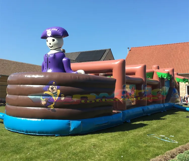 Bouncy castle slide combo parcours du combattant gonflable inflatable obstacle course pirate wholesale