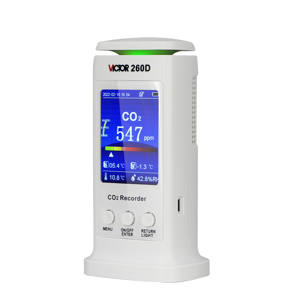 Газоанализаторы VICTOR 260D, FPC CO2, диапазон 0-20000 ppm, AC 110-220 В, хранение данных, 80000 групп, USB DC5V CO2 Регистратор