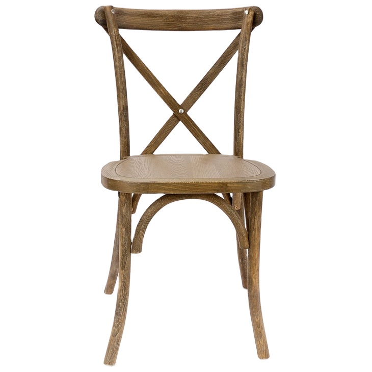 Rustic beech wood cross-back chair for sale wedding stackable wooden chair