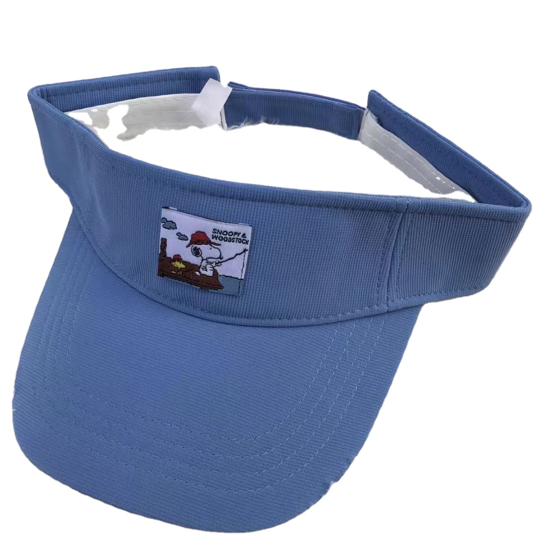 Children's cartoon embroidered visor hat, children's summer sun shading pure cotton visor hat with customized logo