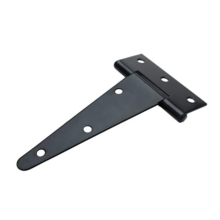 T-Strap Barn Door Hinges Shed Door Heavy Duty Hinges Gate Strap Hinges Black Wrought Hardware Iron Rustproof (5inch, 6 PCS)