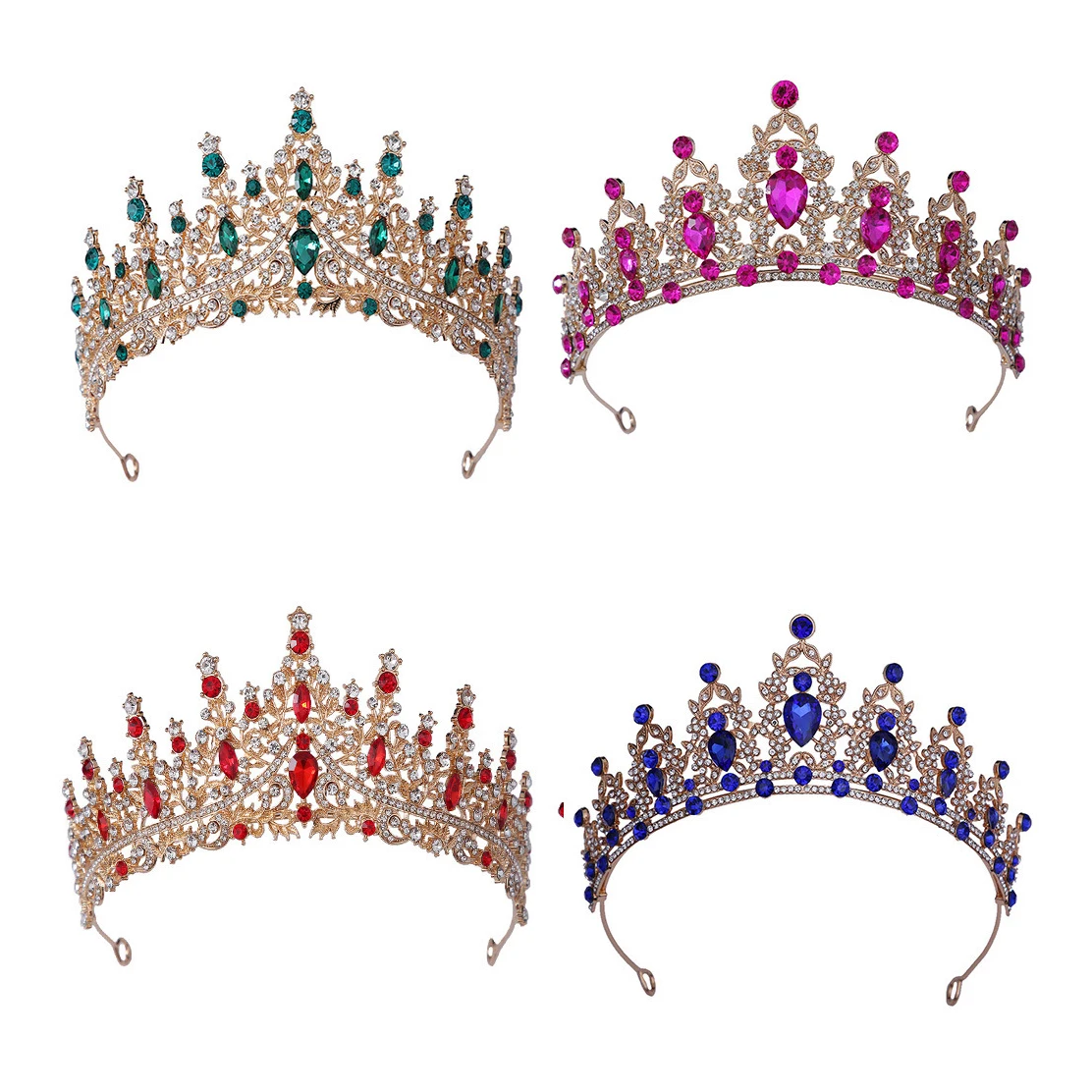 Wholesale Bridal Wedding Rhinestone Crown Tiara Luxury Princess Metal Crystal Rhinestone Tiara For Girl Birthday Party