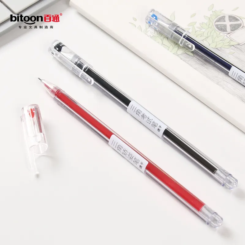 Hot selling 0.5mm gel pen student with transparent triangular barrel office supplies promotional gel pen