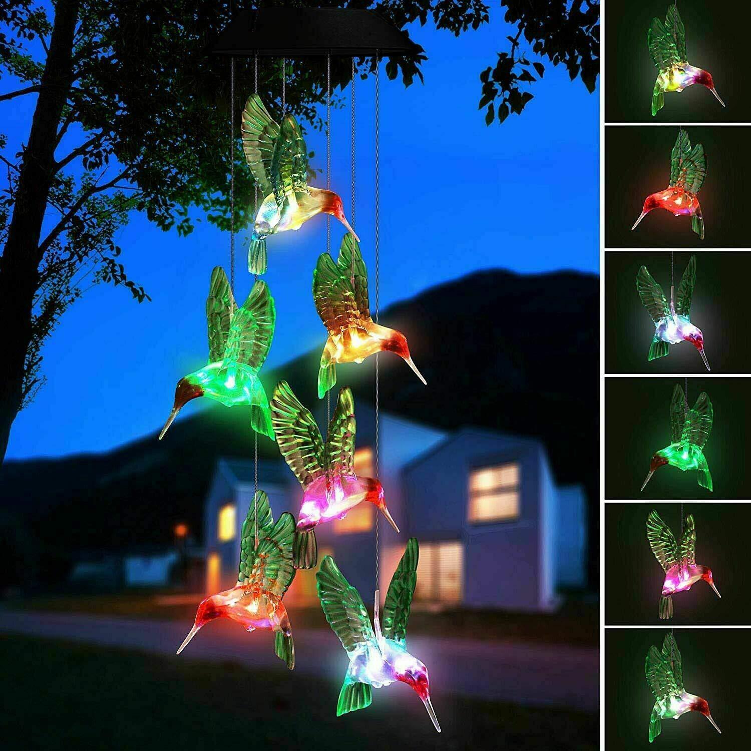 Наружный садовый декор, солнечный ветряной колокольчик с RGB-подсветкой