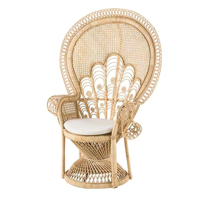 2021 Indonesia Style Garden Wicker Outdoor Natural Handmade Rattan sofa Peacock Chair for Living room