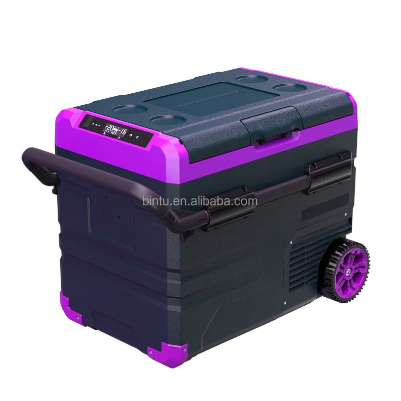 Dual Zone With dual control System Portable Refrigerator Outdoor Camping Fridge Compressor Car Freezer Car cooler With Wheels