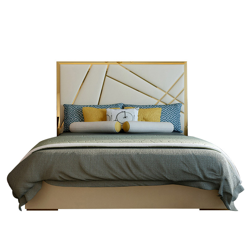 Modern Design Upholstered Headboard Home Genuine Leather Bedroom Furniture Queen and King Size Storage Bed