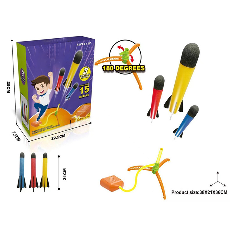 Hot Selling EVA Foam Rocket Launcher For Kids Rocket Toys rockets long distance shooting For kids with foot launch pad fun