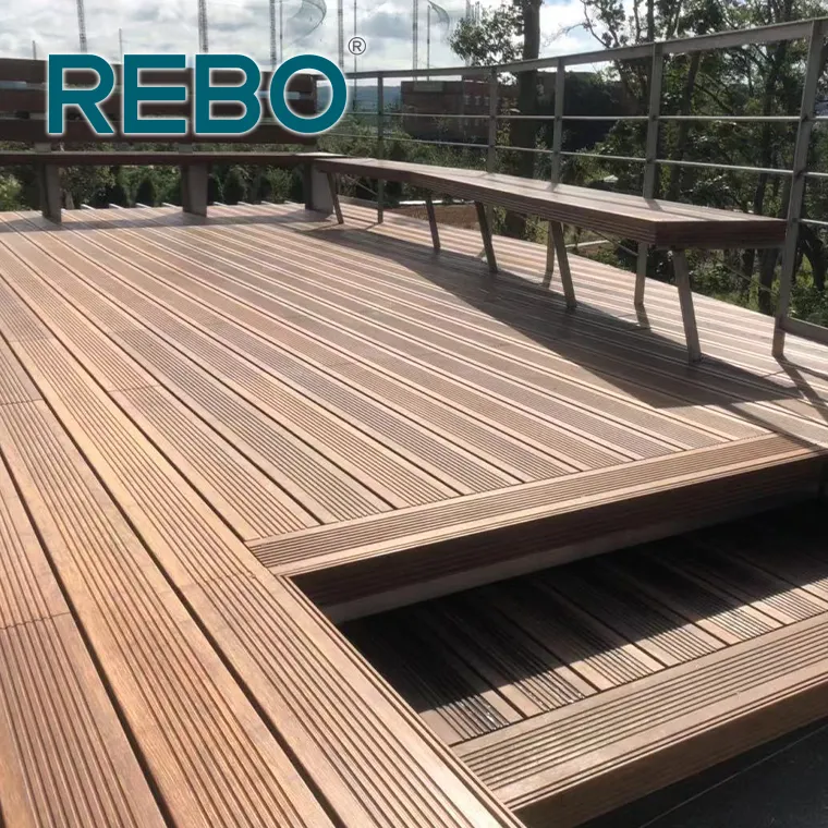 Carbonized Strand Woven Bamboo Timber Flooring Outdoor Moso Bamboo Flooring