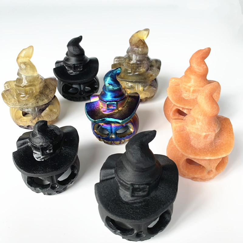 Wholesale Crystal Crafts Crystal Wizard Hat Pumpkin Skull Ornament Halloween decorations gifts