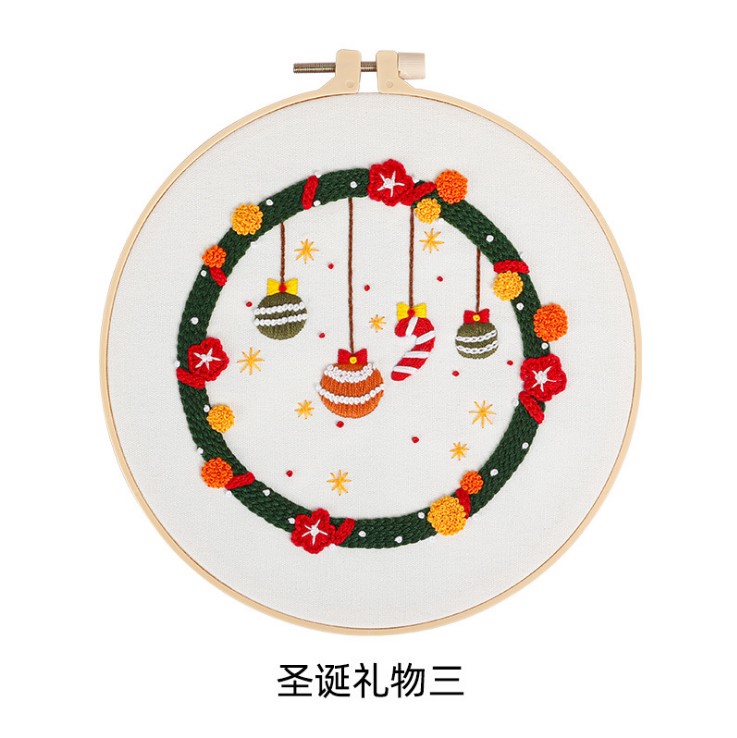 2021 New arrival Christmas Embroidery Set for Beginners Getting Started Embroidery Decoration Pendant Sewing Craft Kit
