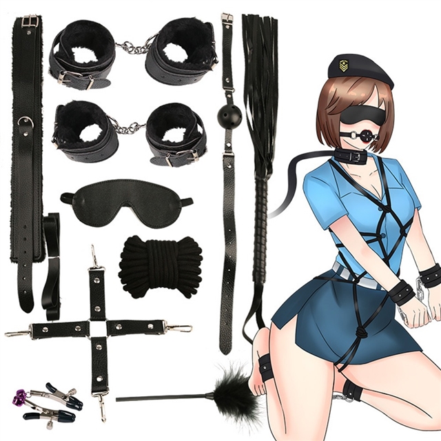 Roleplay BDSM Bondage Suit Restraint Gear 10pcs Sex Toys Couple Exotic Adult Couple Women Adult Bar Performance Tools