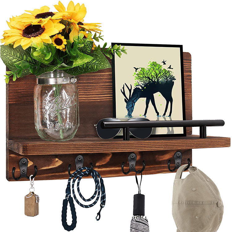 Country decoration Wall mounted wooden mail and key holder for wall