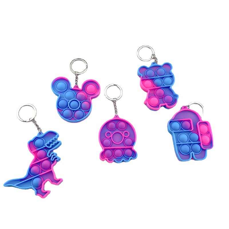 Manufacturer silicone push mini push key chain autism sensory fidget toy small push keychain