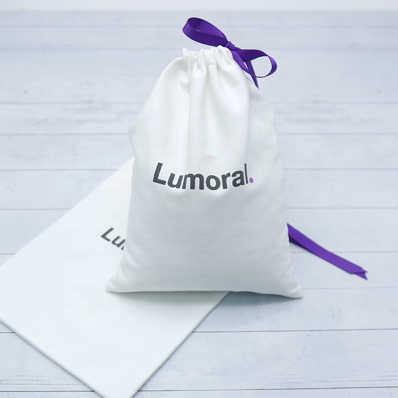 canvas storage logo printed custom pouch white bag wholesale drawstring pouches gift packaging